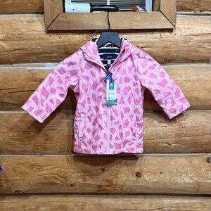 Joules Pink Giraffe Kids' Hooded Swim Jacket 2Y